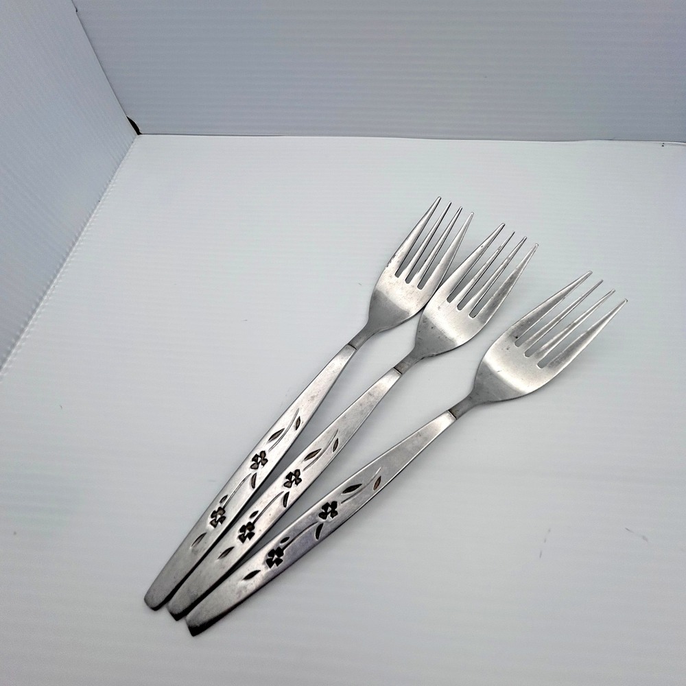 SET of 3 Oxford Hall Stainless Japan Burnished Radisson Dinner Forks Flatware